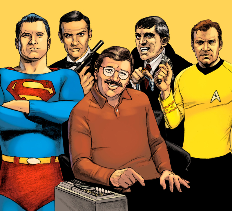 Ed Gross with Superman, Bond, Barn, Kirk