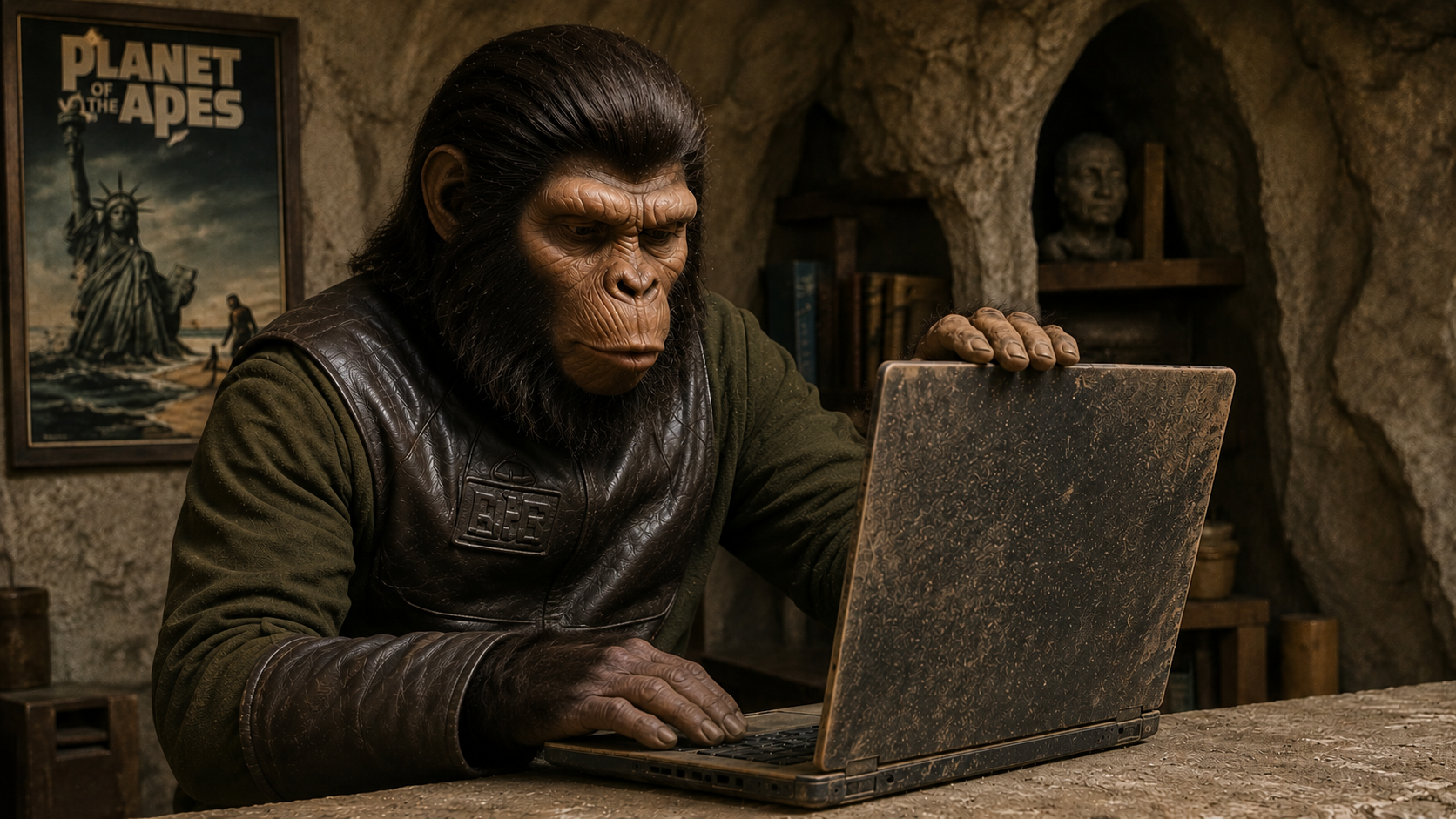 Ape With Laptop 3
